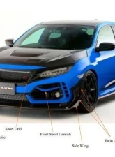 Js Racing Twin Canard for Type S spoilerHonda Civic Type-R FK8 2017-2021                                     - CCN-K8-JS - Image 2