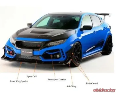 Js Racing Front Wing Spoiler Carbon Honda Civic Type-R FK8 2017-2021 - AH-K8-C
