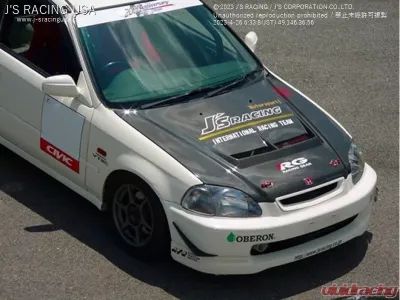 J's Racing Type-S Full Carbon Ventilated Bonnet Honda Civic EK9 Early Model 1997 - ABS-H5M-CC
