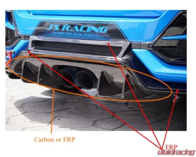 J's Racing Rear Diffuser Carbon Honda Civic Type R FK8 2018-2021 - RDF-K8-C