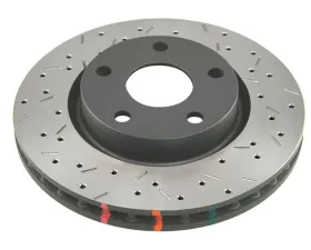 DBA Front Drilled/Slotted T3 4000 Series Non-Directional Brake Rotor w/Black Hub Jeep Wrangler JK 2007-2018