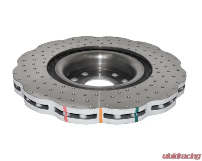 DBA 4000 Series Cross Drilled Rotor w/ Silver Hat - Front Volkswagen Golf R 2012-2013 - 42808WSLVXD