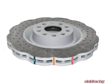 DBA 4000 Series Cross Drilled Rotor w/ Silver Hat - Front Volkswagen Golf R 2012-2013 - 42808WSLVXD