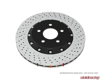 DBA 5000 Series Cross Drilled Rotor w/ Silver Hat - Front Volkswagen Golf R 2.0L 2012-2013 - 52808WV2SLVXD