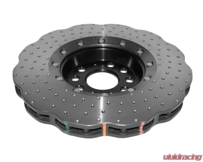 DBA 5000 Series 2-Piece Cross Drilled Wavey Rotor w/ Black Hat - Front Volkswagen CC 2009-2011 - 52808WV2BLKXD