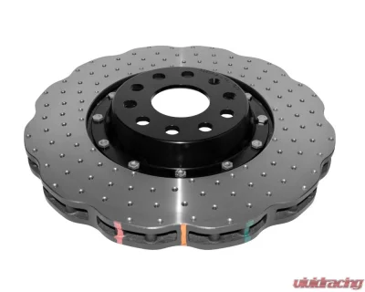 DBA 5000 Series 2-Piece Cross Drilled Wavey Rotor w/ Black Hat - Front Volkswagen CC 2009-2011 - 52808WV2BLKXD