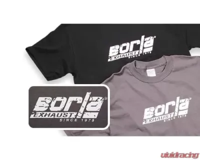 Borla Exhaust Distressed Charcoal Crew Neck T-Shirt - XL, 100% Ring Spun Cotton - 21263