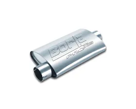 Borla ProXS Muffler 2.25in Offset Inlet/ 2.25in Center Outlet 4in x 9.5in Oval x 14in Long Body Notched Necks