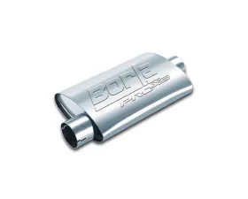 Borla ProXS Muffler 2.5in Offset Inlet/ 2.5in Center Outlet 4in x 9.5in Oval x 19in Long Body Notched Necks