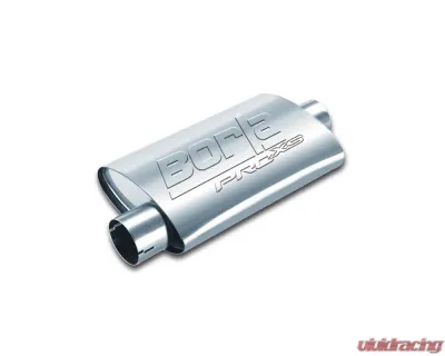 Borla ProXS Muffler 2.5in Offset Inlet/ 2.5in Center Outlet 4in x 9.5in Oval x 19in Long Body Notched Necks - 400484