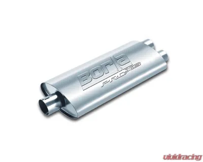 Borla ProXS Muffler 3in Center Inlet/ 2.5in Dual Outlet 4in x 9.5in Oval x 19in Long Body Notched Necks - 400487