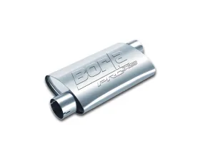 Borla ProXS Muffler 2.5in Offset Inlet/ 2.5in Offset Outlet 4in x 9.5in Oval x 14in Long Body Notched Necks