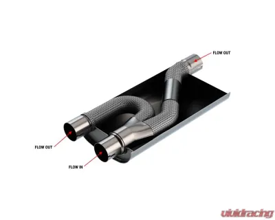 Borla Specialty Muffler Transverse Flow 2.5 in. Single Inlet/ 2.5 in. Dual Outlet 6 in. x 10.25 in. Oval x 19 in. Long Body NotchedNecks - 400498