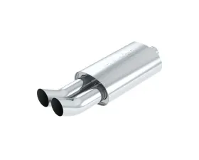 Borla Boomers Muffler Spitfire 2.25in Center Inlet/ 3in Dual Round Tips 5.5in x 8.5in Oval x 14in Long Body