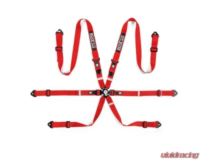 Spaco Competition Belt H2-PD 6 Point 2" Red Harness - BRN0002B0R0100N