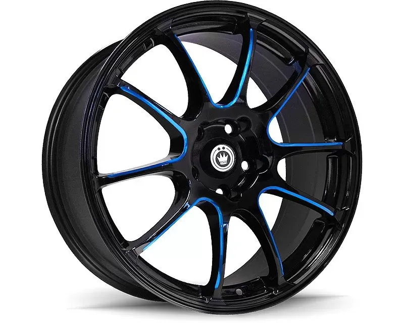 Konig Illusion Wheel 17X7 5X100 Et40 Black/Ball Cut Blue - IL7751040F