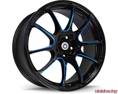 Konig Illusion Wheel 17X7 5X100 Et40 Black/Ball Cut Blue - IL7751040F