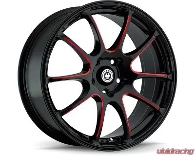 Konig Illusion Wheel 17X7 5X100 Et40 Black/Ball Cut Red - IL7751040R