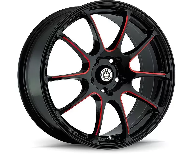 Konig Illusion Wheel 17X7 5X114.3 Et40 Black/Ball Cut Red - IL7751440R