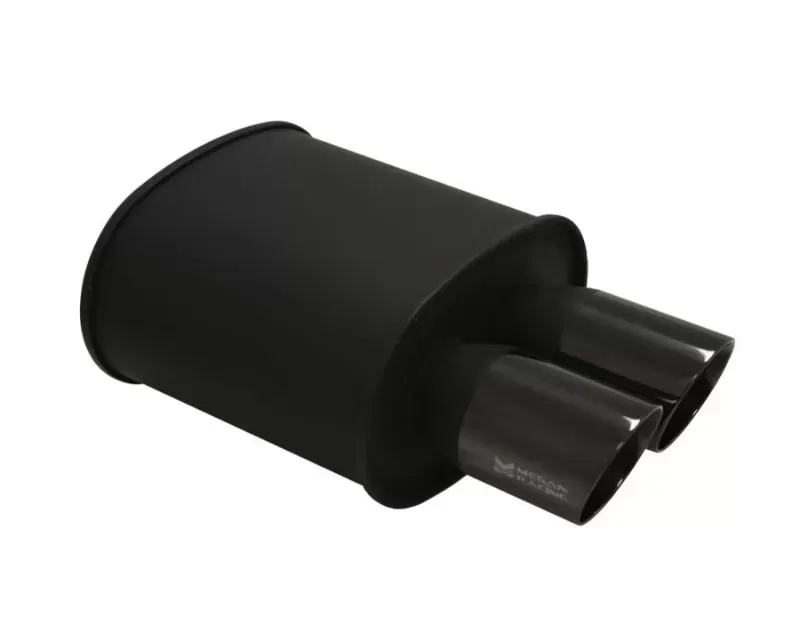 Megan Racing Muffler Black Coated 2.5" Inlet  w/ Dual 3.5" Black Chrome Tip Universal - MR-MU-MBC-2