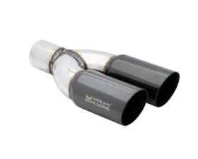 Megan Racing Twin Black Chrome 3.5in Tips Driver Side 2.5in Piping Universal Stainless Tip