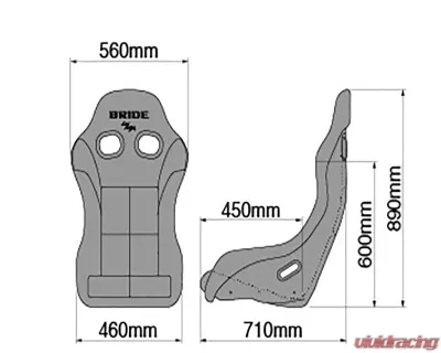 Bride Black FRP Silver Shell Zeta IV Veria Bucket Seat - HA1VSF