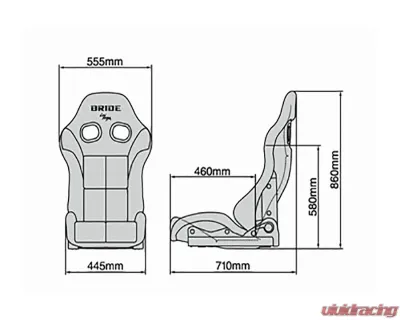 Bride Seats Silver FRP Shell Standard Cushion Black & Red Stradia II Reims Reclining Seat - G71BNF
