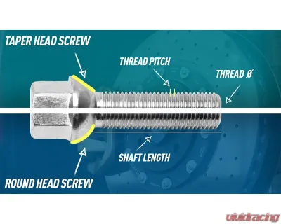 H&R Wheel Screw M14x1.25 46mm w/Movable Taper Head 60 Degree Silver - 14254608