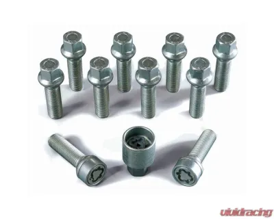 H&R 10-Piece Round Head R14 M14x1.50 31mm Wheel Bolt Set w/ Wheel Locks - HR1453102SET