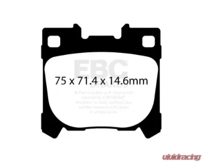 EBC Brakes Rear RP-X Track & Race Brake Pads for Toyota Corolla GR 1.6 Turbo 2023+ - DP82431RPX
