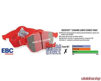 EBC Brakes Redstuff Ceramic Low Dust Front Brake Pads Audi RS7 4.0TT w/Cast Iron Rotors | Trapezoid Weights 2013-2014 - DP32081C