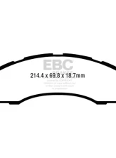 EBC Brakes Orangestuff Truck/SUV Extra Duty Front Brake Pads Ford Econoline E150 4.6L 2008-2014                                     - ED93004 - Image 2