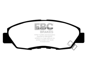 EBC Brakes Brake Pad Disc Rotor Kit DP3812/2C + USR7115 for Acura Honda 1998-2002