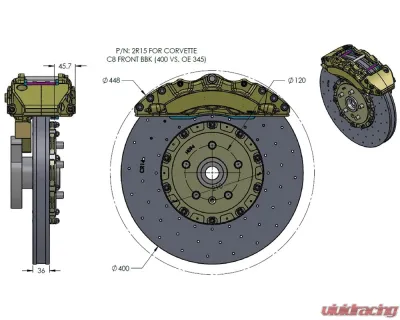 RacingBrake RB-CCB System BBK (400/390) Chevrolet Corvette C8 (P/N 2R15-K & 2R19-K) 2020+ - RCCB-C8-400.390