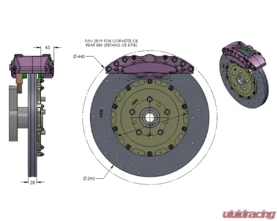 RacingBrake RB-CCB System BBK (400/390) Chevrolet Corvette C8 (P/N 2R15-K & 2R19-K) 2020+ - RCCB-C8-400.390
