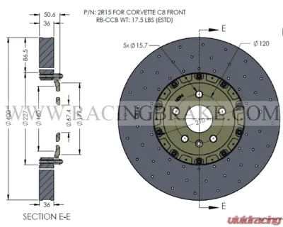 RacingBrake RB-CCB System BBK (400/390) Chevrolet Corvette C8 (P/N 2R15-K & 2R19-K) 2020+ - RCCB-C8-400.390