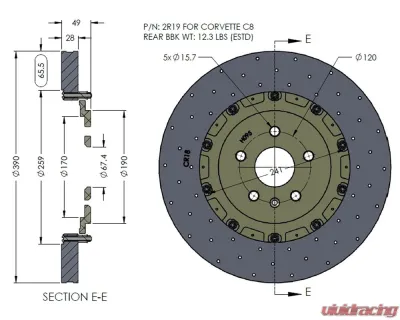 RacingBrake RB-CCB System BBK (400/390) Chevrolet Corvette C8 (P/N 2R15-K & 2R19-K) 2020+ - RCCB-C8-400.390