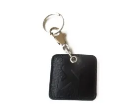 Akrapovic Black Square Leather Keychain