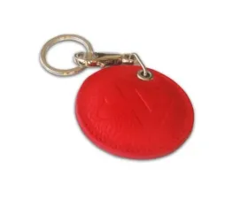 Akrapovic Red Round Leather Keychain