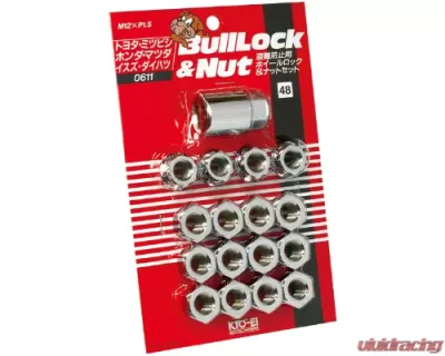 Project KICS 12 + 4 pcs 12 x 1.50 Bull Lock & Nut Set Open End 21 Hex Chrome - 611
