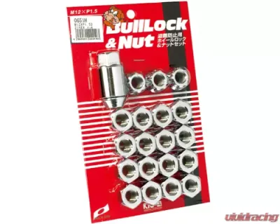 Project KICS 16 + 4 pcs 12 x 1.50 Bull Lock & Nut Set Open End 21 Hex Chrome - 0651H