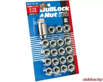 Project KICS 16 + 4 pcs 12 x 1.25 Bull Lock & Nut Set Open End 19 Hex Chrome - 0653H-19