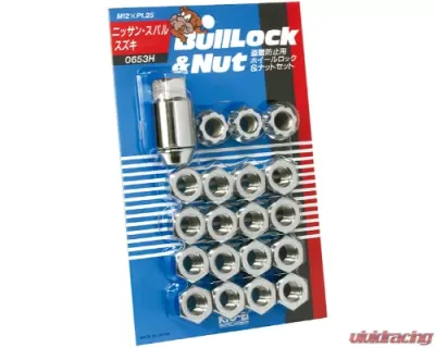 Project KICS 16 + 4 pcs 12 x 1.25 Bull Lock & Nut Set Open End 21 Hex Chrome - 0653H