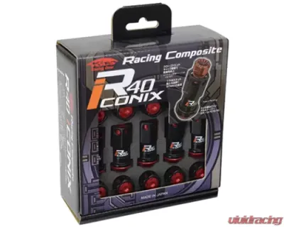 Project KICS 20 pcs 12 x 1.25 Racing Composite R40 Iconix Nut Set Aluminum Caps - RIA-03KR