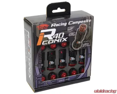 Project KICS 16 + 4 pcs 12 x 1.25 Racing Composite R40 Iconix Lock & Nut Set Aluminum Caps - RIA-13NU