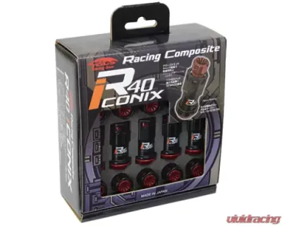 Project KICS 20 pcs 12 x 1.25 Racing Composite R40 Iconix Nut Set Plastic Caps - RIF-03KR