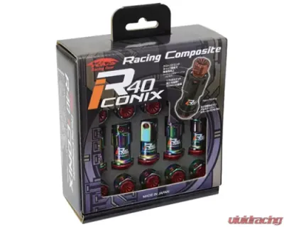 Project KICS 16 + 4 pcs 12 x 1.25 Racing Composite R40 Iconix Lock & Nut Set Plastic Caps - RIF-13KR