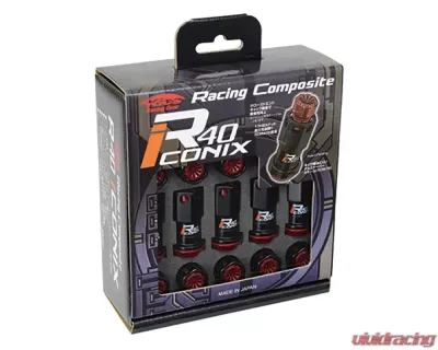 Project Kics 20 pcs Black R40 Iconix Lug Nuts (No Locks) w/ Plastic Black Cap 12x1.25 CLEARANCE - WRIF03KK