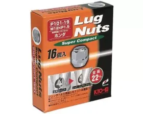 Project KICS M12xP1.5 Lug Nut Super Compact 19HEX 16pcs Chrome Plated