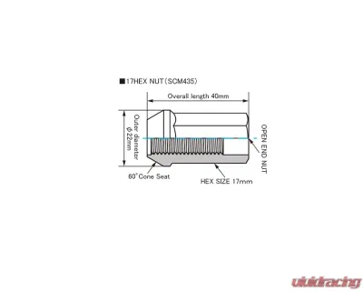 Project KICS Black 4pcs 17Hex Racing Nut Set - 12x1.25 - KRN3BK4P